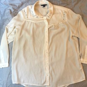 Cream button down with studded collar